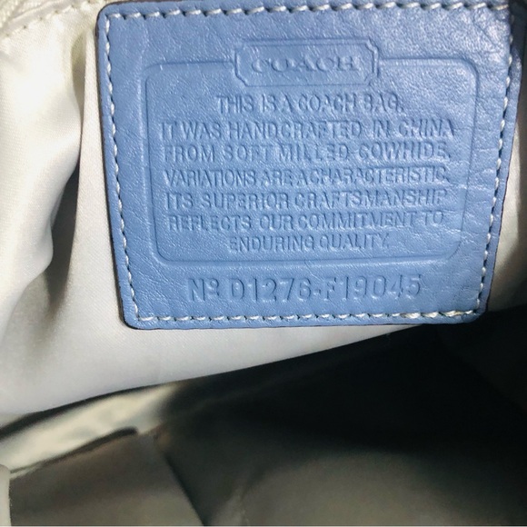 Coach women’s shoulder leather bag four pockets blue. 14”X 12” - Picture 6 of 9